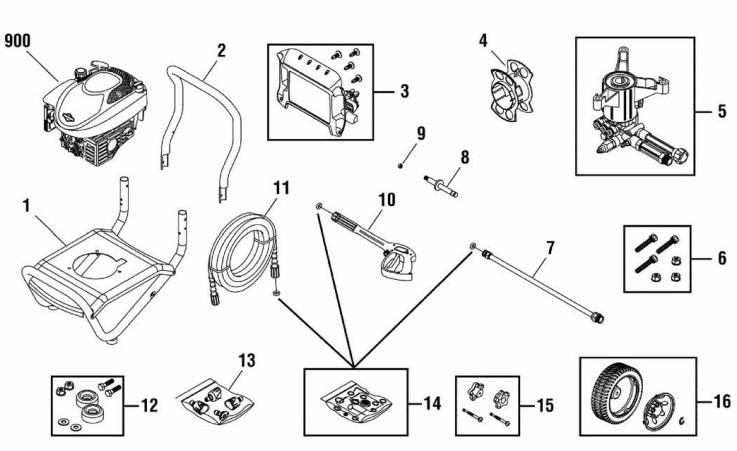 Briggs & Stratton pressure washer model 020500-0 replacement parts, pump breakdown, repair kits, owners manual and upgrade pump.